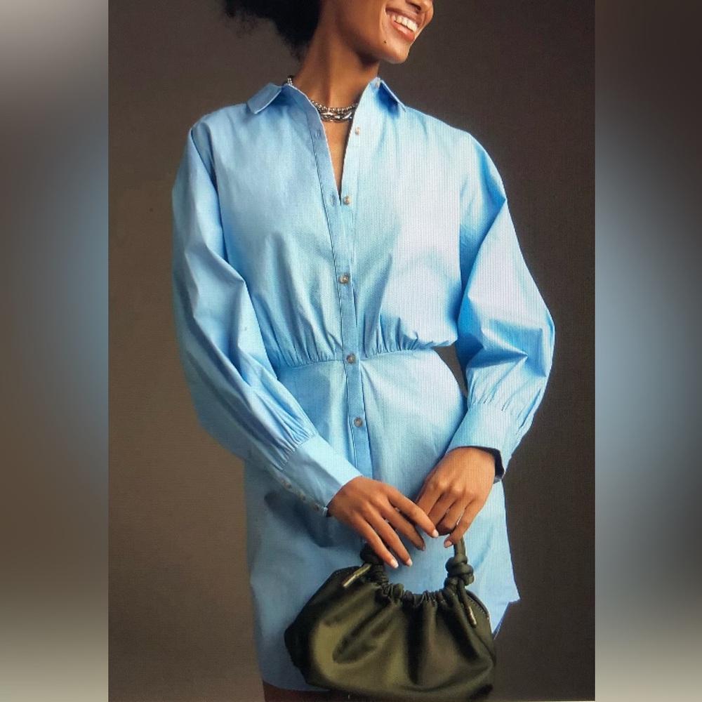 nwt ANTHROPOLOGIE MAEVE Pleated Poplin Shirt Dress Size XL